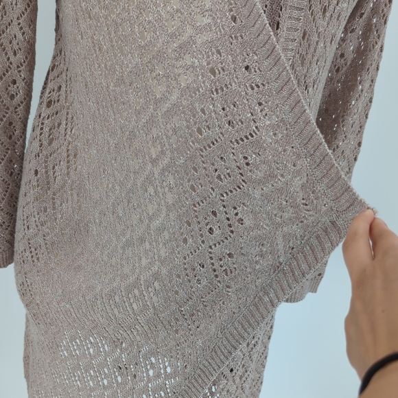 19884 Torrid Crochet Knit Open Front Duster Sweater Tan size 2X bohemian fall - Picture 4 of 7